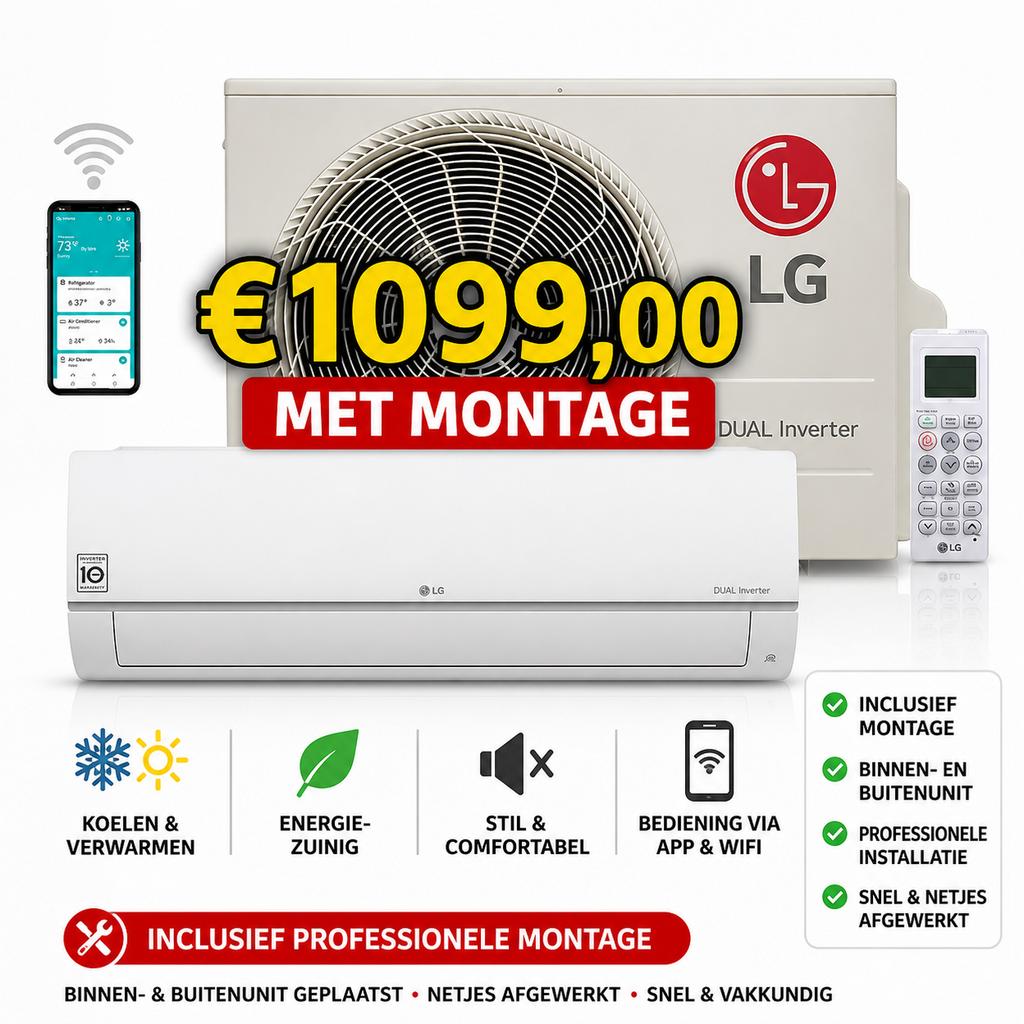 LG Dual Inverter Airco – Compleet met Montage – ACTIE €1199, Ophalen of Verzenden, Nieuw