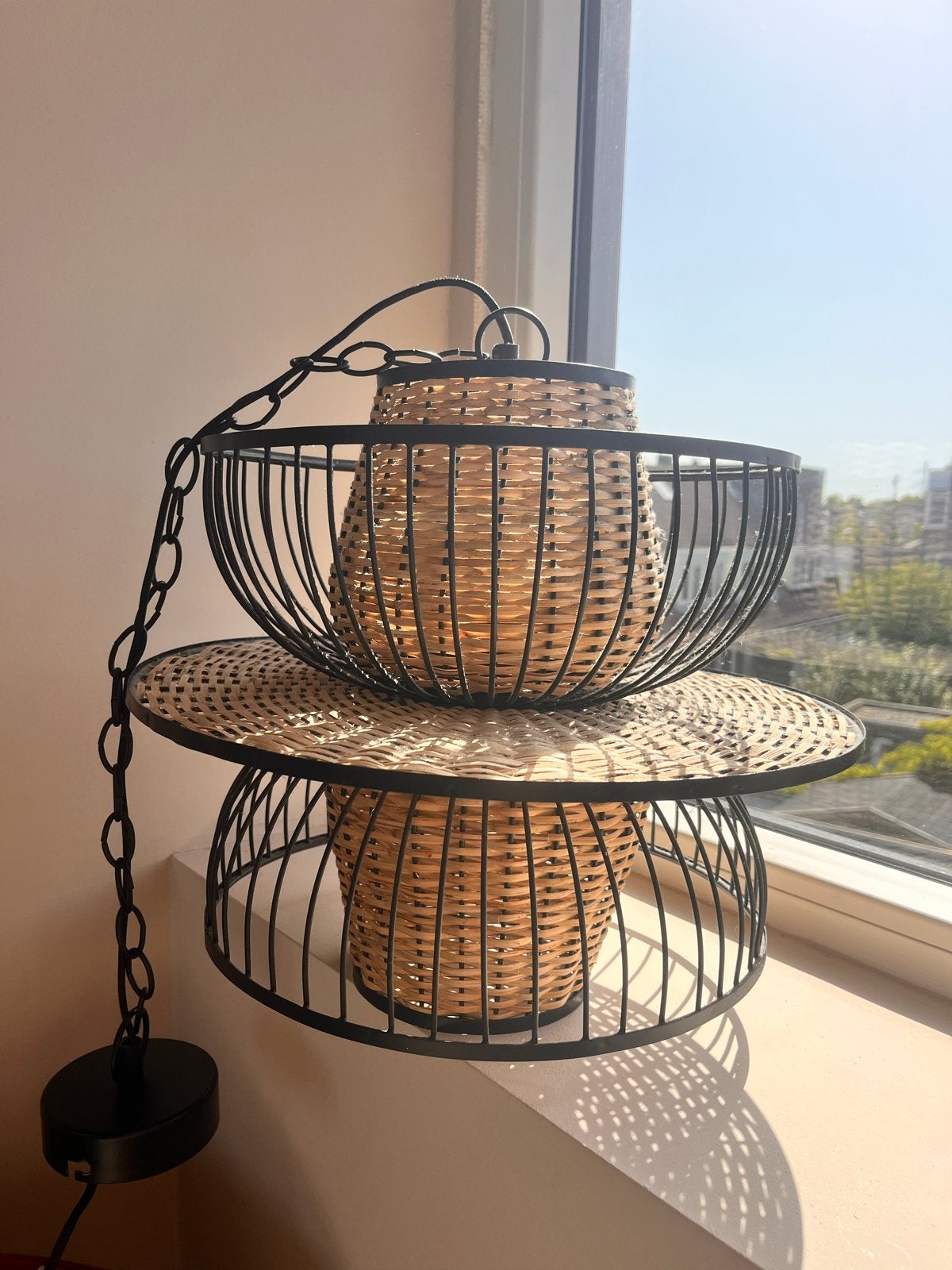 Rotan hanglamp Fonq, Huis en Inrichting, Ophalen of Verzenden, Zo goed als nieuw, Natuurlijk materiaal, E27 (groot)