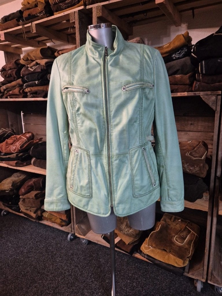 Mint groene dames leren jas, Kleding | Dames, Maat 46/48 (XL) of groter, Jilani, Djt@dejuistetoon.eu, Ophalen of Verzenden