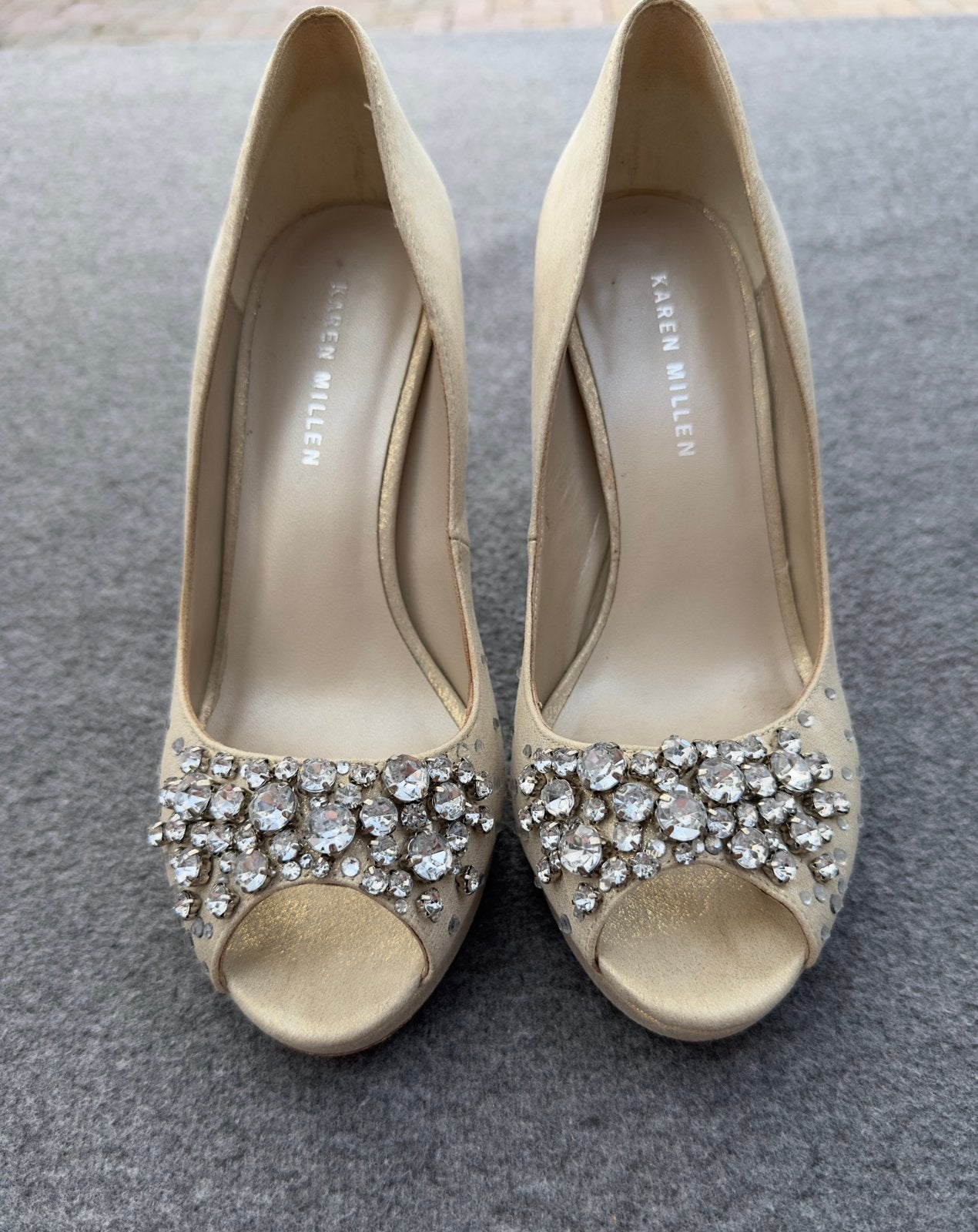 Karen Millen hakken maat 37 – beige/goud – zo goed als nieuw, Ophalen of Verzenden, Zo goed als nieuw, Beige