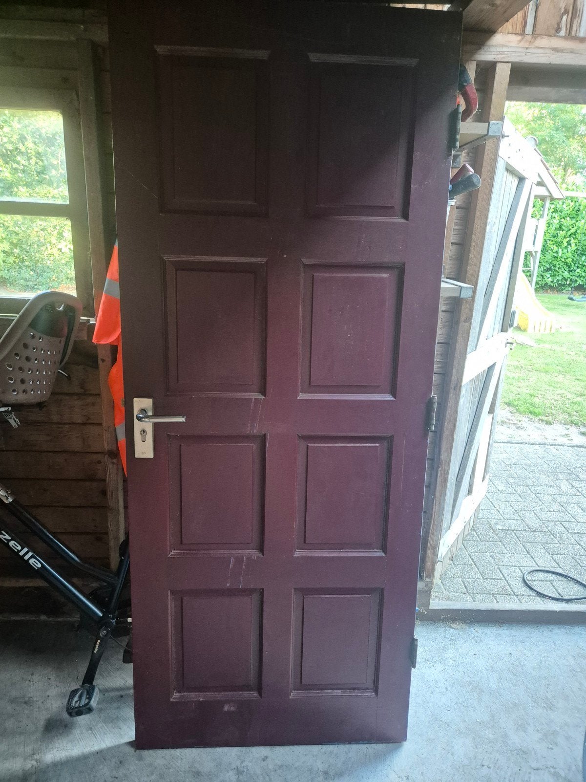2 hardhouten buitendeuren, Ophalen, Gevelraam of Ruit, Gebruikt, 80 tot 120 cm