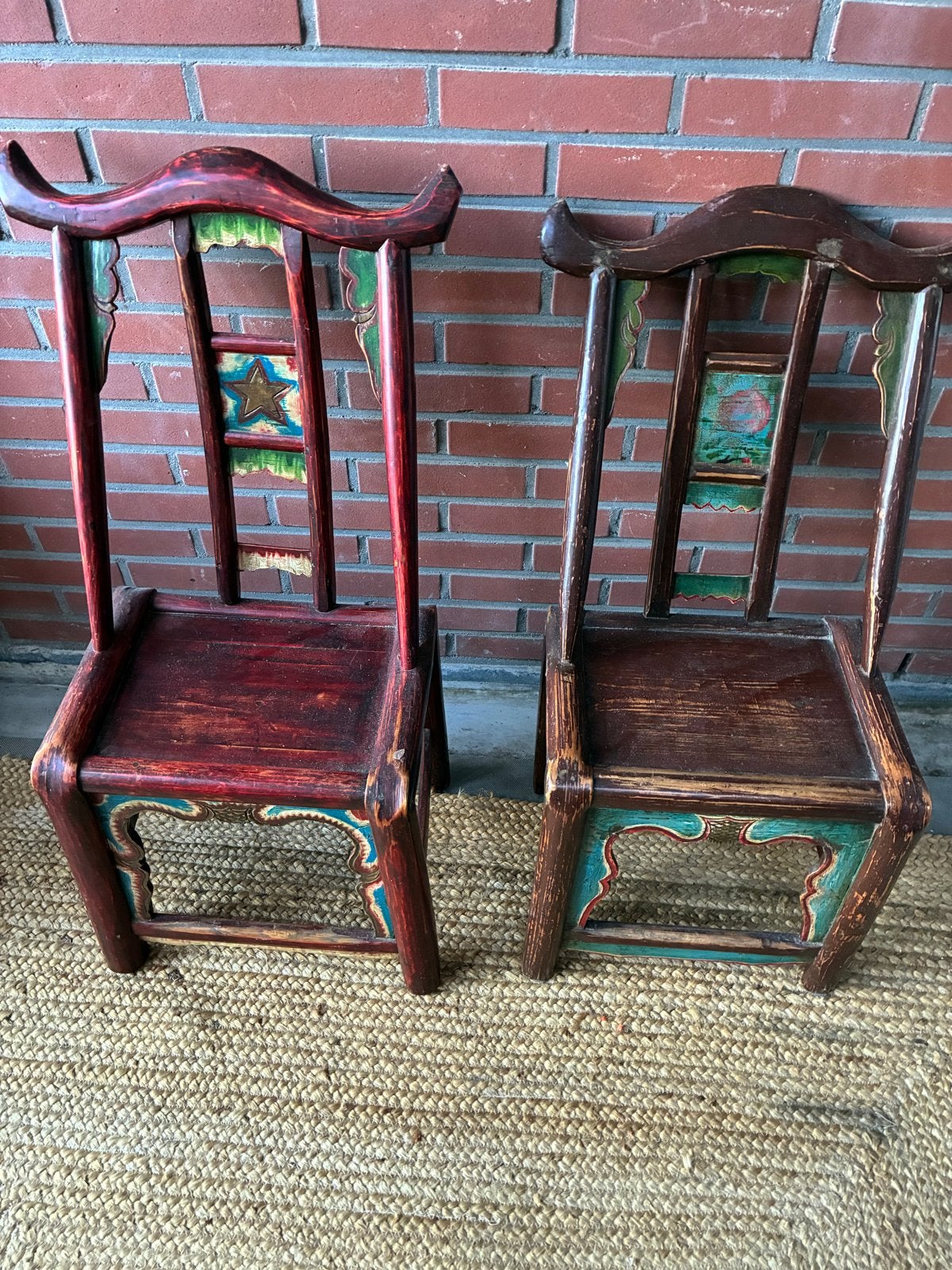 Set van 2 antieke Chinese kinderstoelen, handgeschilderd, Ophalen of Verzenden