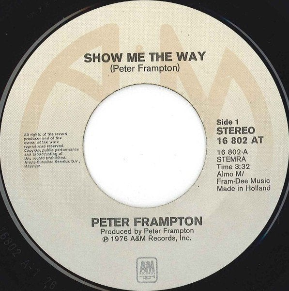 Peter Frampton - Show Me The Way (7 inch single 1976), 7 inch, Ophalen of Verzenden, Zo goed als nieuw, Hardrock