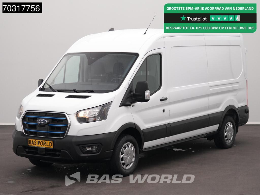 Ford e-Transit 184pk L3H2 L3 Elektrisch 68kWh 317km WLTP Nav, Automaat, Stof, Gebruikt, Euro 6