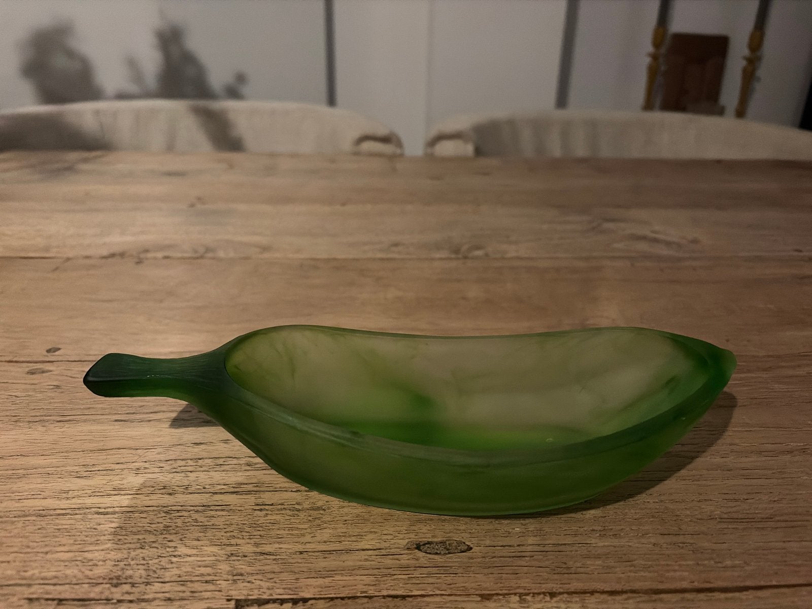4x Vintage Groene Glazen Bananen Schaal - Uniek Design, Antiek en Kunst, Ophalen of Verzenden