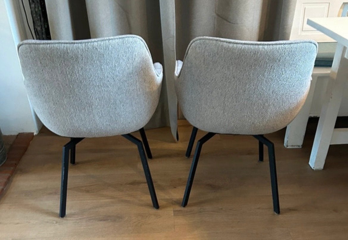 Drie Moderne Eetkamerstoelen met Terugdraaifunctie - Grijs, Huis en Inrichting, Stoelen, Ophalen, Drie, Zo goed als nieuw, Stof