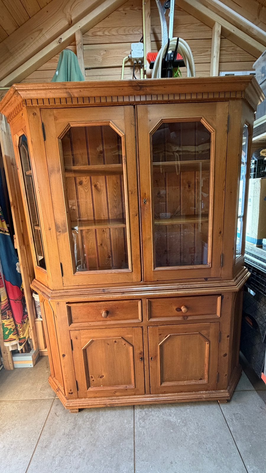 Oud grenen buffet/servies kast, Ophalen, Gebruikt, 200 cm of meer, 150 tot 200 cm