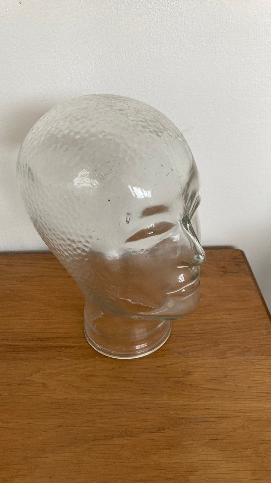 Glazen kop hoofd koptelefoonhoofd hoofd voor pruik of hoed, Huis en Inrichting, Glas, Ophalen of Verzenden, Zo goed als nieuw
