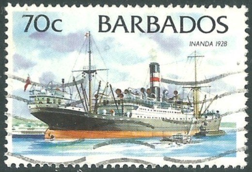 BARBADOS 1996 70c. Schip, Michel: 864 II, Gestempeld., Verzenden, Gestempeld, Midden-Amerika
