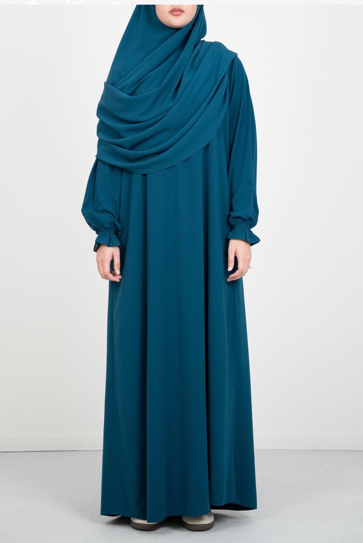 Abaya Basic Teal Blue Cute Sleeves xxl en ghimaar, Overige typen, Blauw, Maat 46/48 (XL) of groter, Ophalen of Verzenden