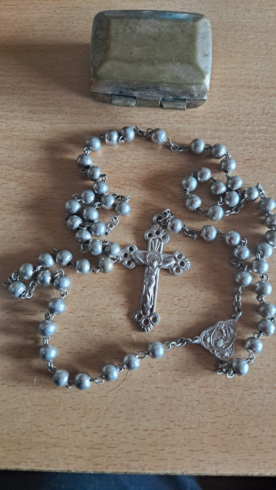 Antieke Rozenkrans met Zilveren Doosje, Ophalen of Verzenden