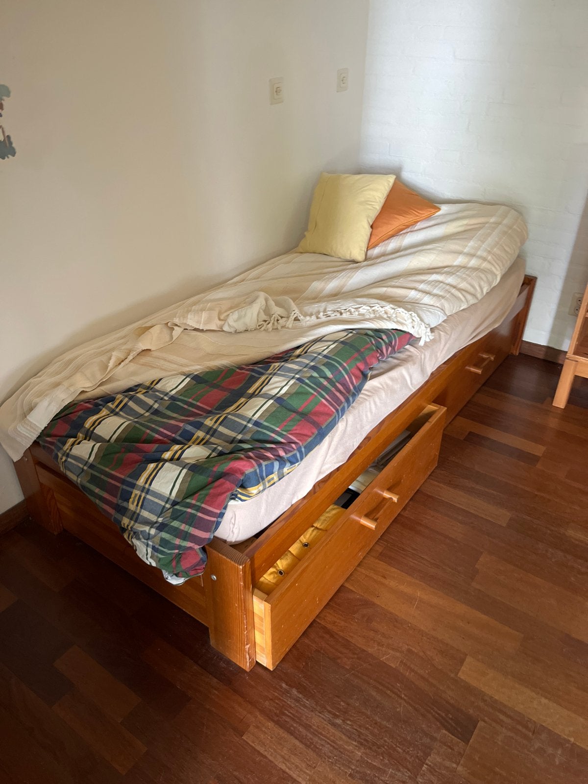 Eenpersoonsbed met opberglades - Hout, Ophalen, Gebruikt, 90 cm, Eenpersoons