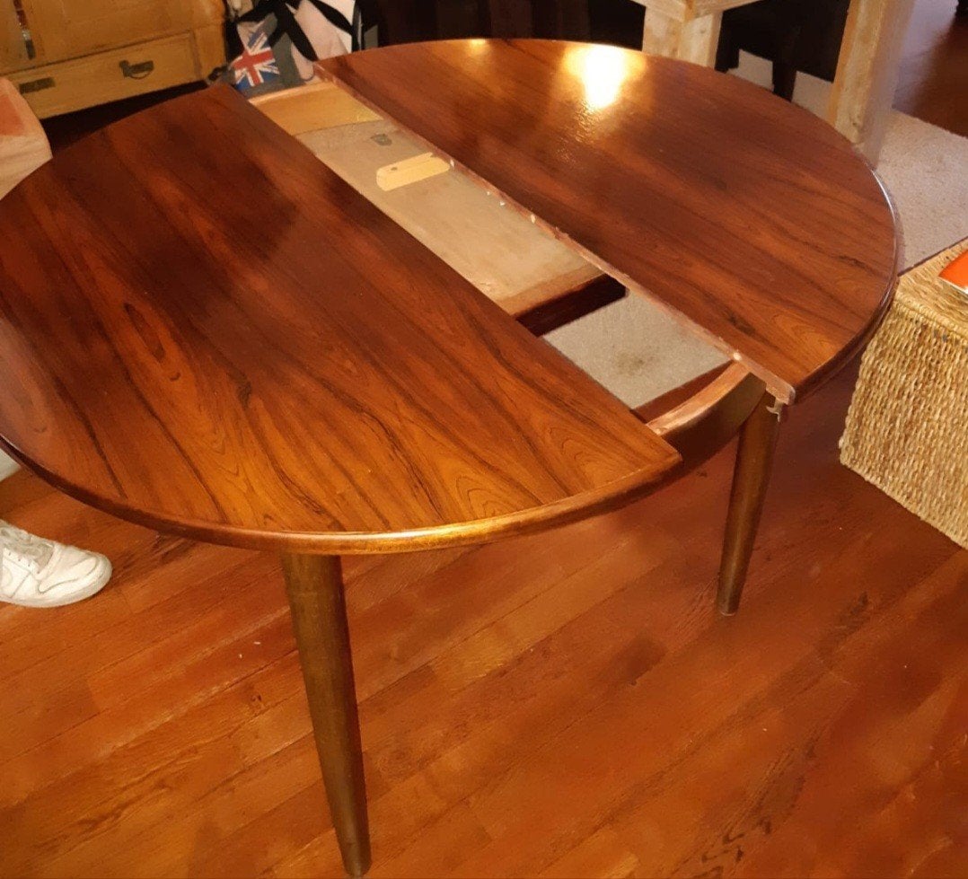 Vintage Palissander Houten Eettafel - Uitschuifbaar, Ophalen, Gebruikt, 100 tot 150 cm, Vintage