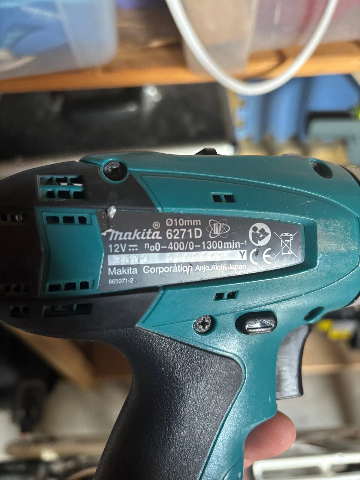 Makita Accu Schroefboormachine 6271D met accessoires, Ophalen, Gebruikt, Minder dan 400 watt, Boor- en Schroefmachine