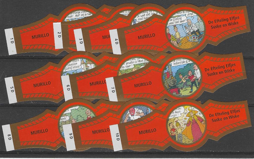reeks  2650  suske en wiske   1-10  sigarenbanden, Ophalen of Verzenden, Zo goed als nieuw, Sigarenbandjes