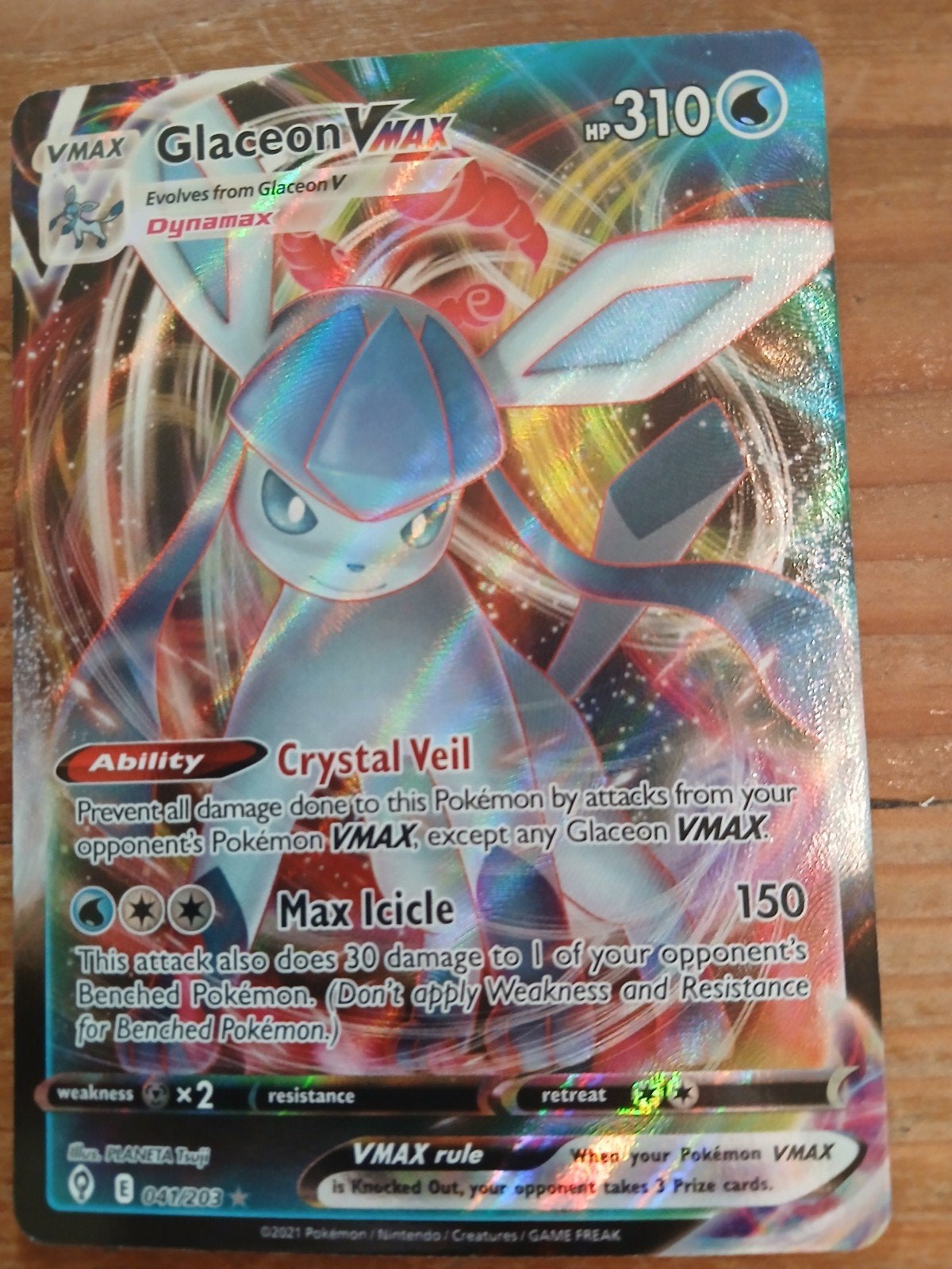 Glaceon VMAX Pokémon Kaart 041/203 - Goede Conditie, Ophalen of Verzenden, Zo goed als nieuw, Losse kaart, Foil