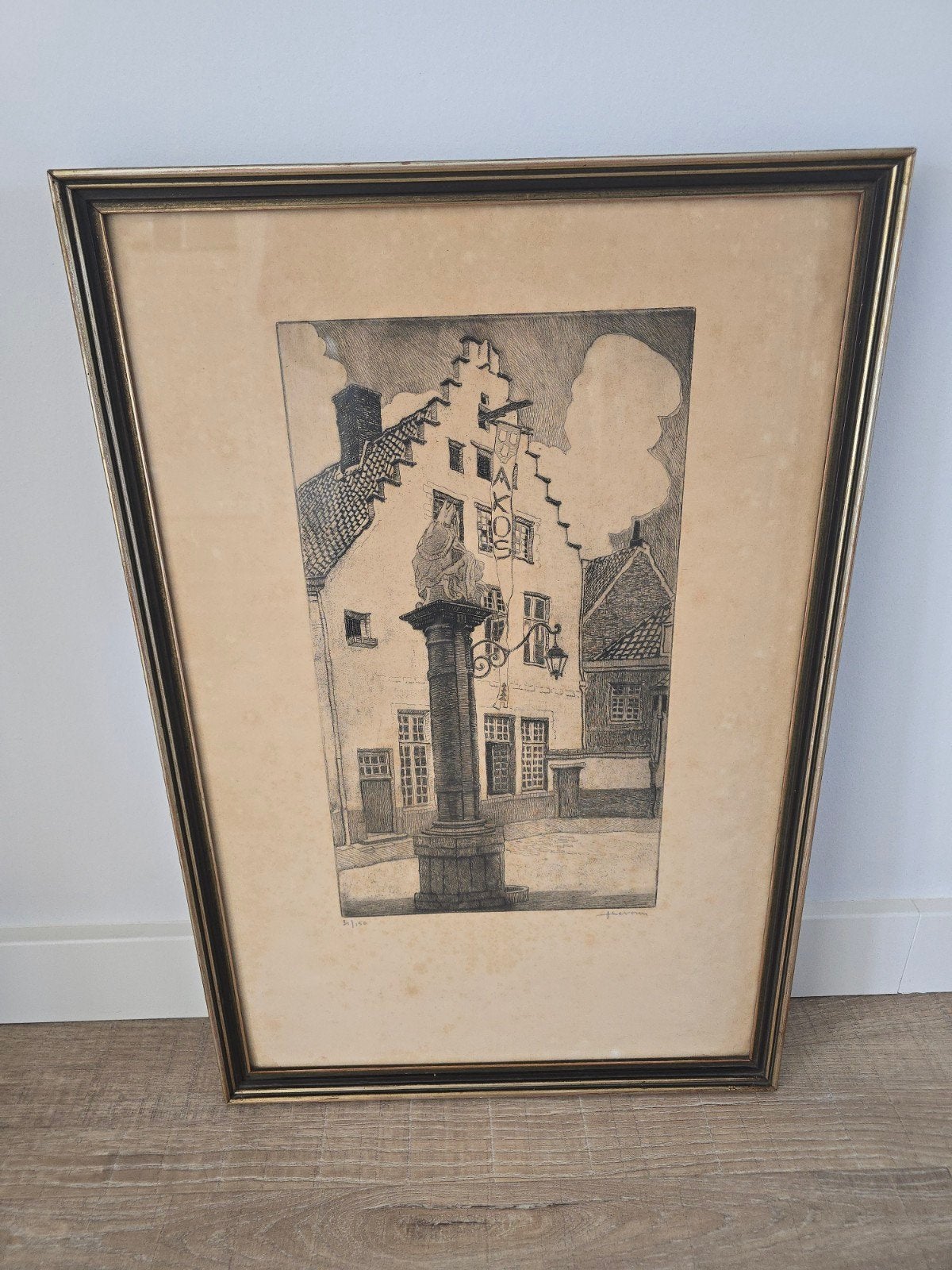 Antieke lithografie van Julian Severin 62 x 42 cm €69!!, Antiek en Kunst, Gesigneerd, Ophalen of Verzenden, Lithografie