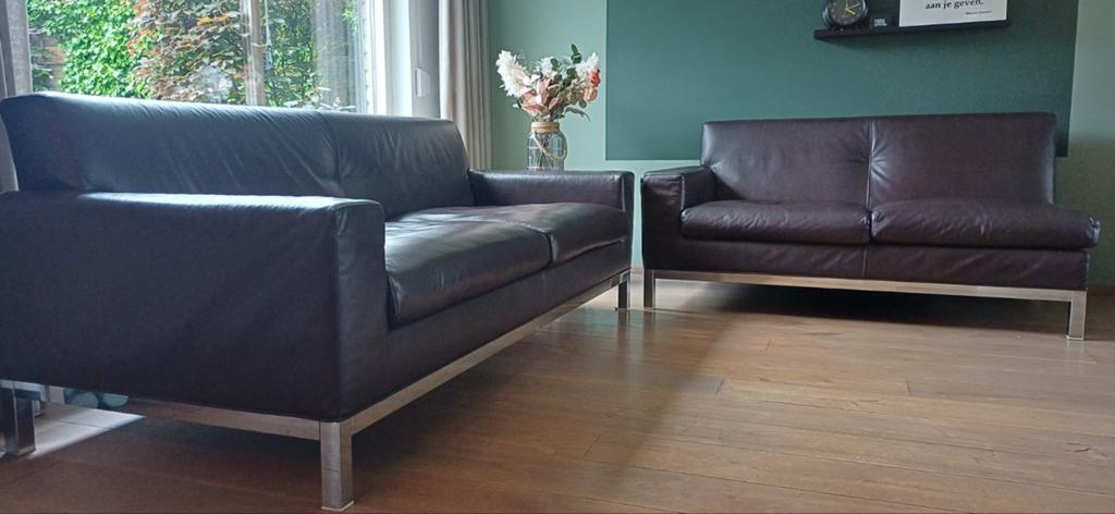 Minotti leren bank /  zitgroep, Gebruikt, Ophalen of Verzenden, Vierpersoons of meer, Leer