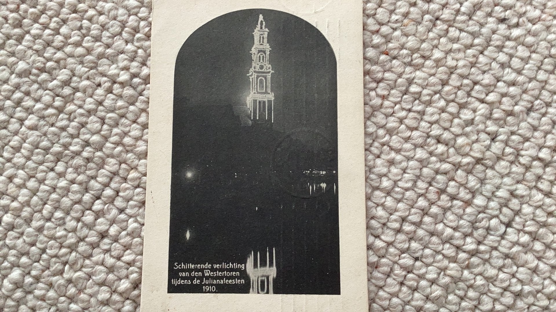 Ansichtkaart Amsterdam Verlichte Westertoren 1910. 987, Verzamelen, Ophalen of Verzenden, Voor 1920, Gelopen, Noord-Holland