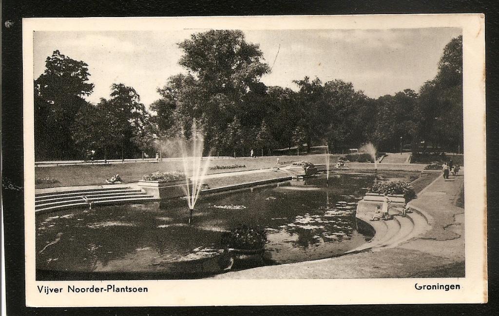 Groningen, Vijver Noorder Plantsoen, Ophalen of Verzenden, 1940 tot 1960, Gelopen, Groningen