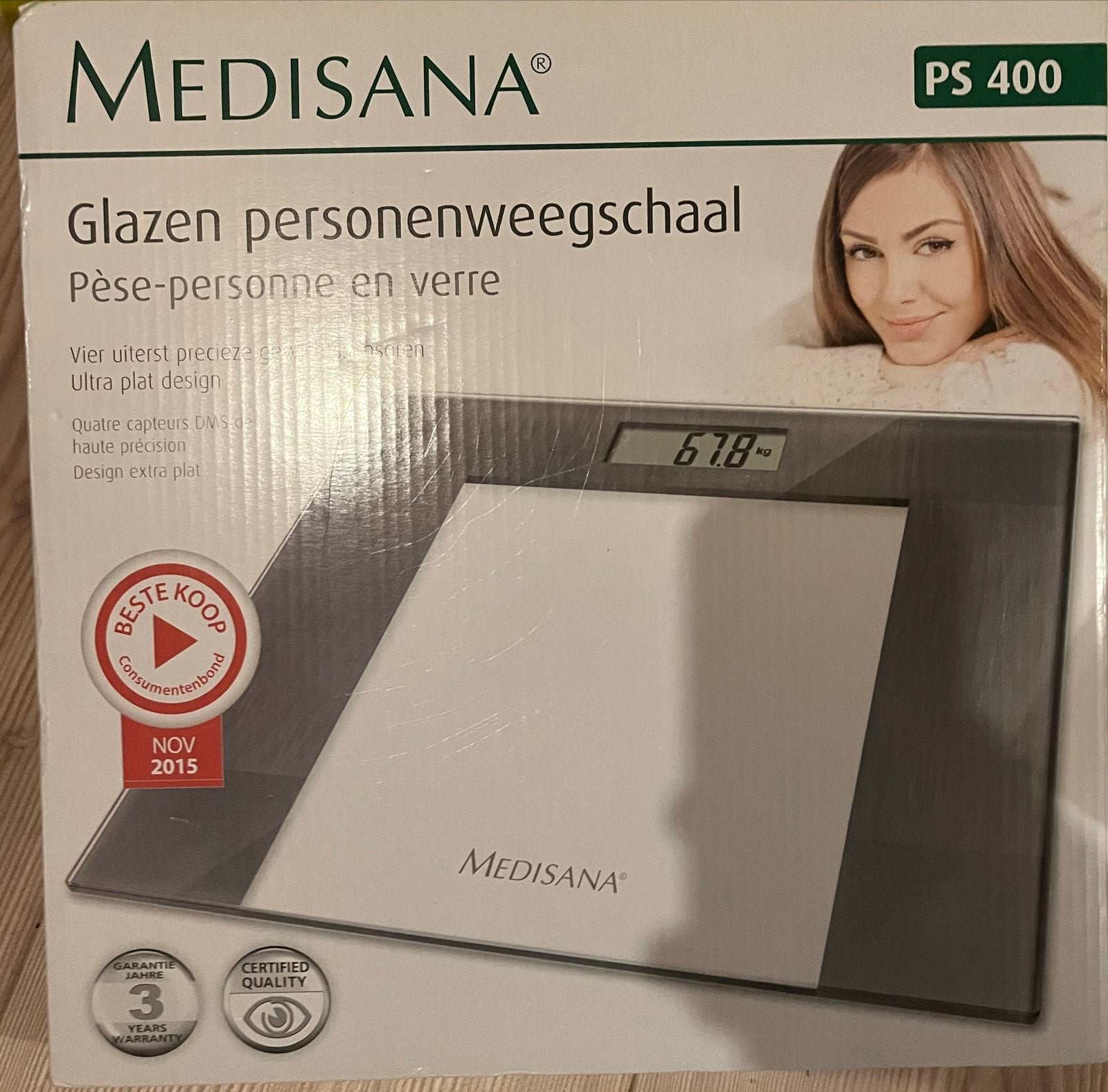 Medisana PS 400 Glazen Personenweegschaal - Nieuw in doos, Witgoed en Apparatuur, Ophalen, 1 tot 500 gram, Nieuw, 100 kg of meer