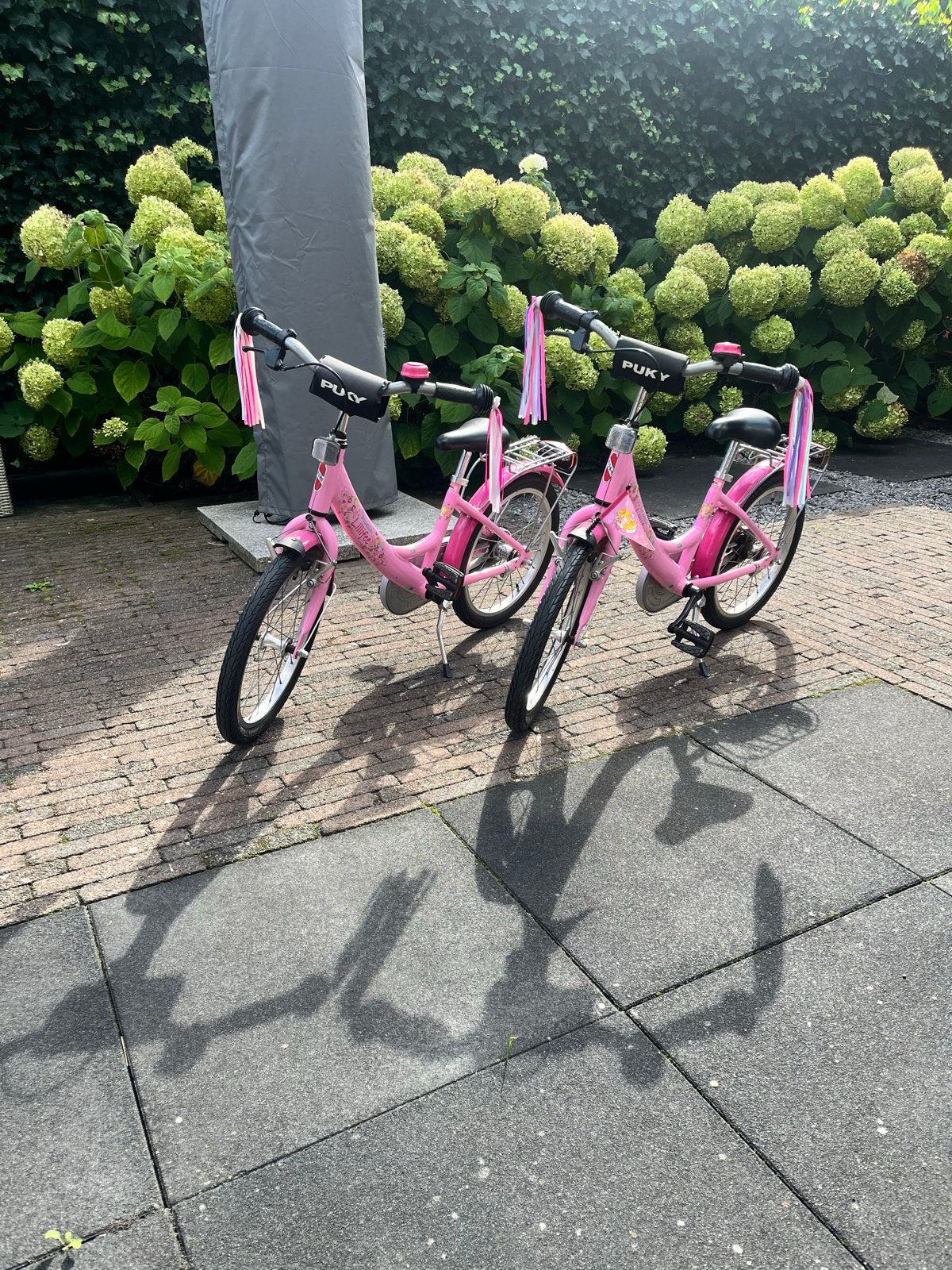 2x Puky kinderfiets 18 inch - Roze lillifee, Ophalen, Gebruikt, Terugtraprem, 16 tot 20 inch