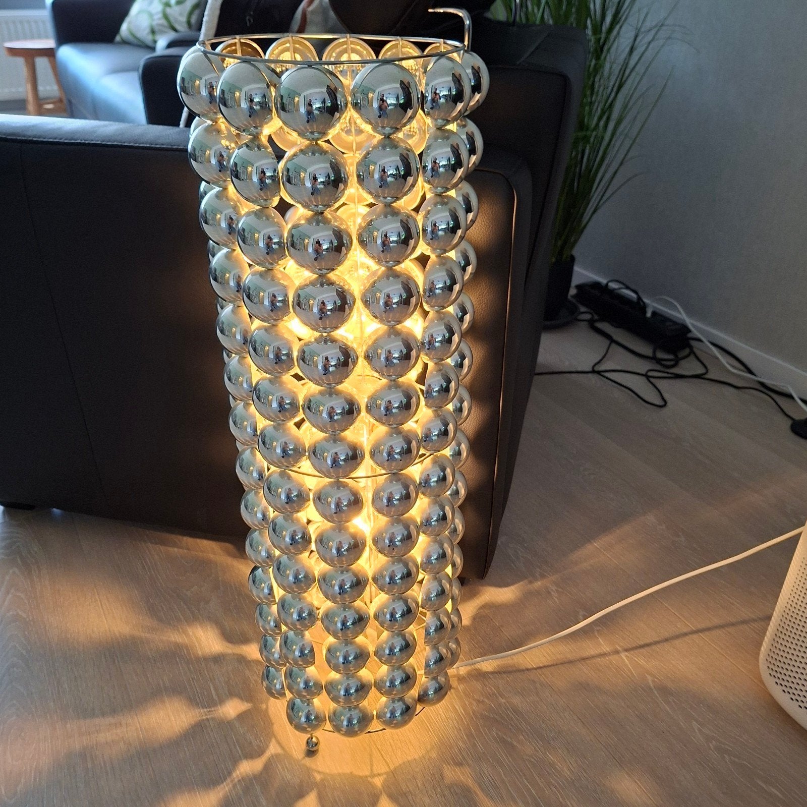 vintage kare design bubble vloerlamp uit de jaren 80, Ophalen, Gebruikt, Minder dan 100 cm, Metaal