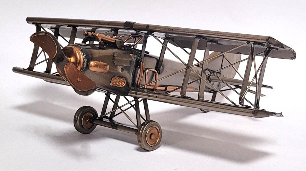 Vliegtuig double decker jet metalen miniatuur model deco