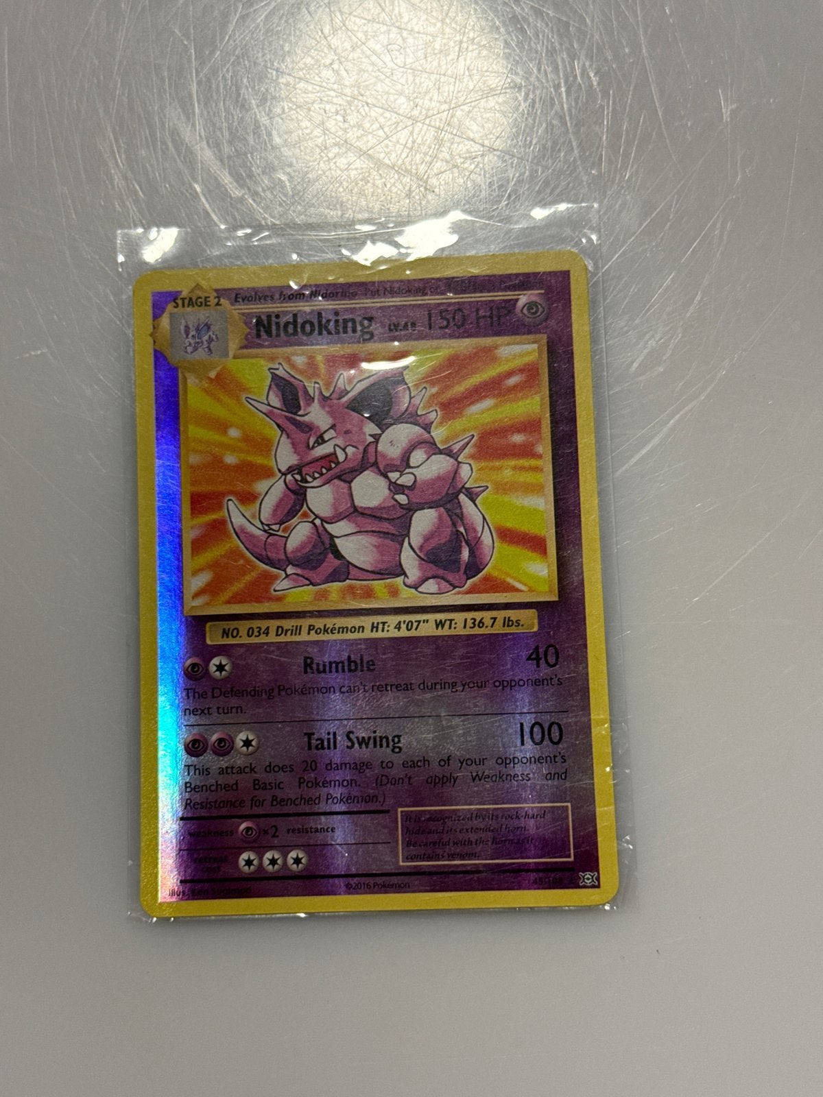 Nidoking Pokémon kaart - Foil - Zo goed als nieuw, Ophalen of Verzenden, Zo goed als nieuw, Losse kaart, Foil