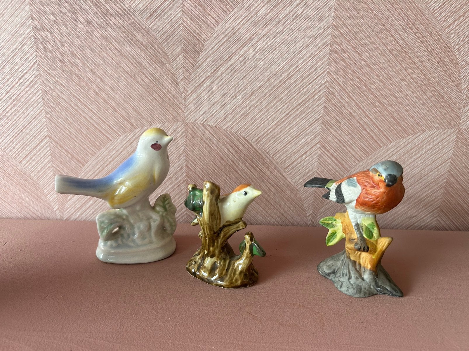 Set van 3 Vintage Vogel Beeldjes - Decoratieve Keramiek, Ophalen of Verzenden, Gebruikt, Dier
