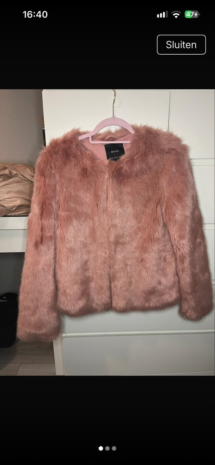 Roze faux fur jasje van Bershka, Ophalen of Verzenden, Zo goed als nieuw, Maat 34 (XS) of kleiner, Roze