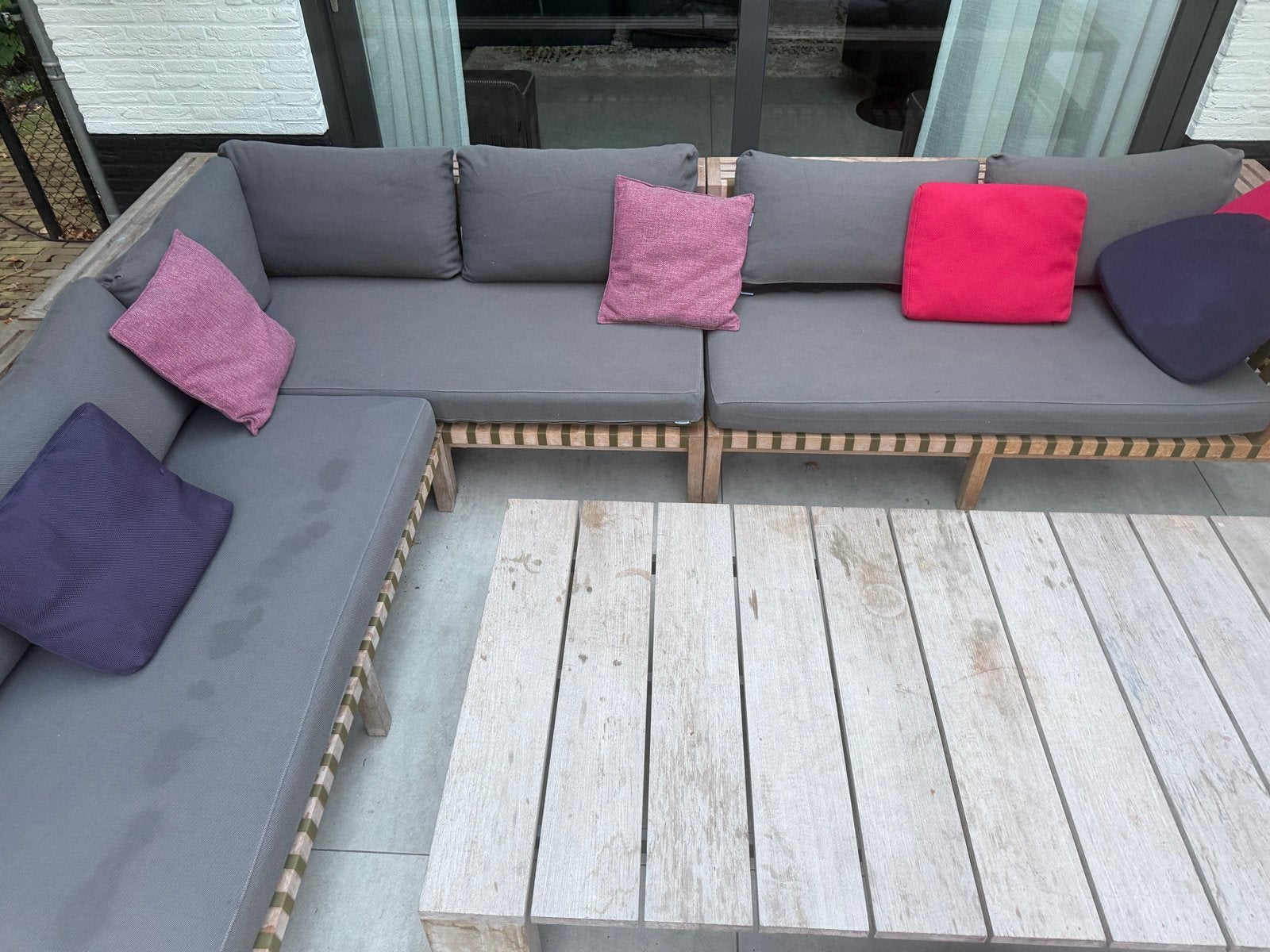 Comfortabele complete loungeset met tafel en stoelen, Tuin en Terras, Ophalen, Gebruikt, Meer dan 8 zitplaatsen, Loungeset