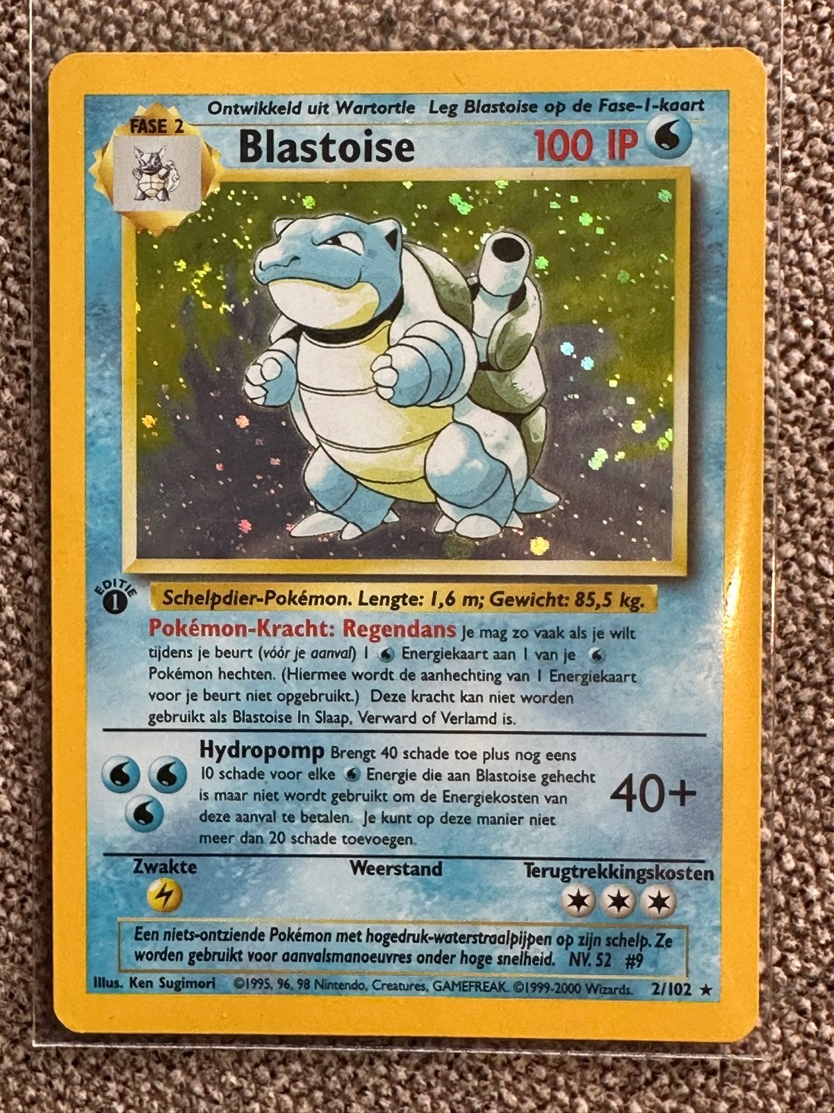 1st edition Blastois (2/102) Nederlands, Hobby en Vrije tijd, Verzamelkaartspellen | Pokémon, Ophalen of Verzenden, Gebruikt, Losse kaart