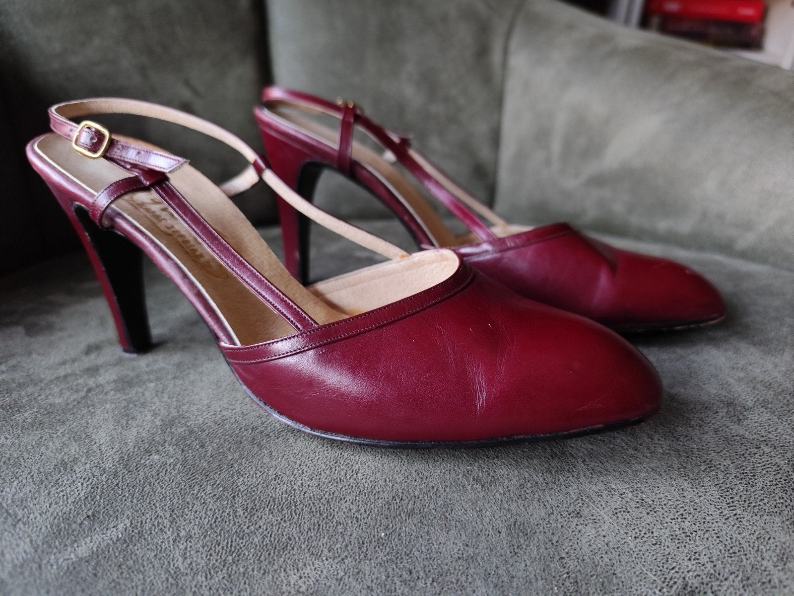 Elegante bordeaux rode slingback pumps mt 39, Pumps, Ophalen of Verzenden, Gedragen, Rood