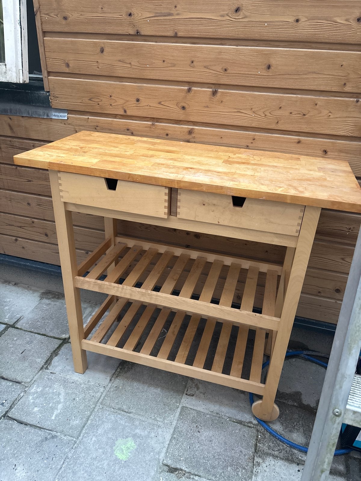 Houten Keukentrolley / Bijzettafel met Lades en Planken, Ophalen of Verzenden, Gebruikt