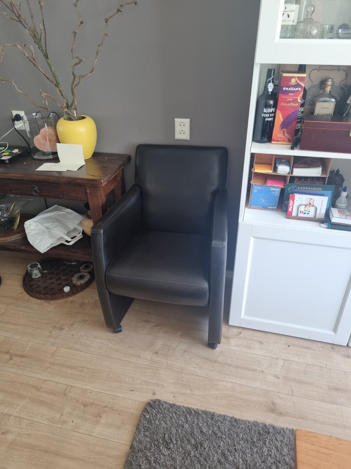 Comfortabele bruine fauteuil, Huis en Inrichting, Stoelen, Ophalen, Gebruikt, Bruin, Leer