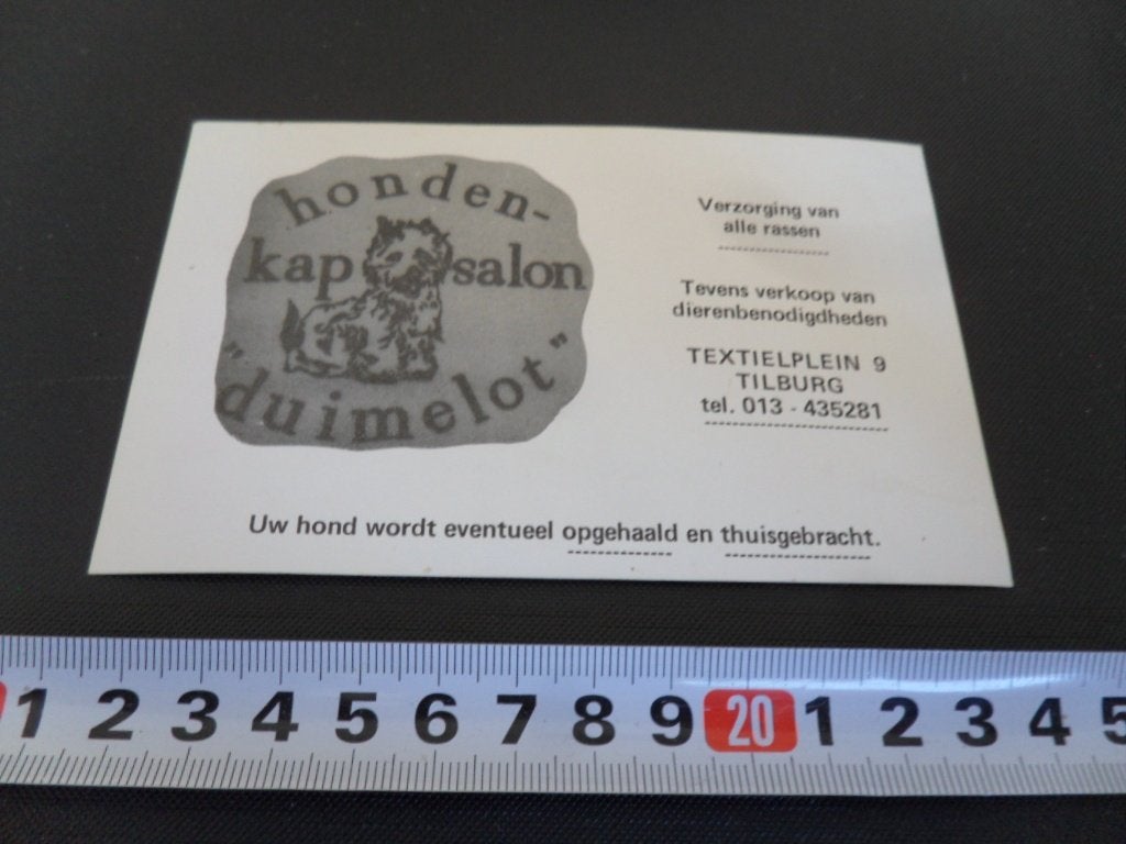 sticker Tilburg Honden Kapsalon DUIMELOT Textielplein 9, Ophalen, Zo goed als nieuw
