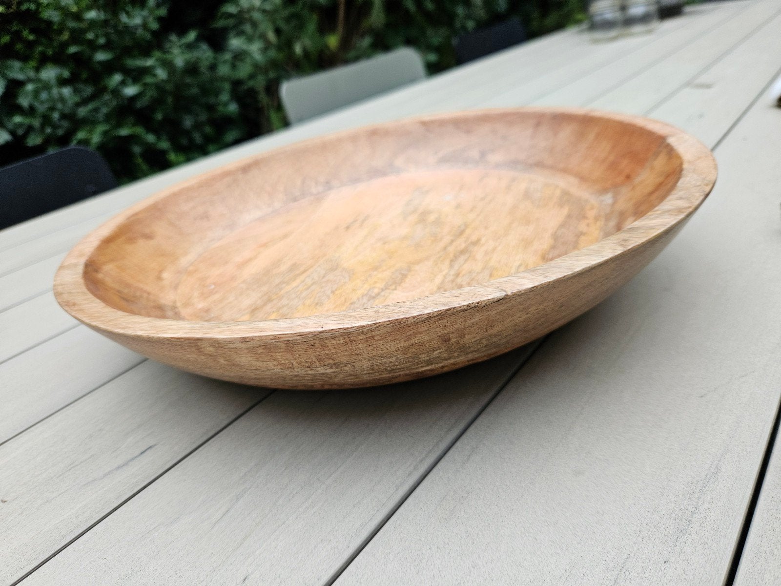 Robuuste houten schaal - Diameter 37 cm, Ophalen, Schaal, Rond, Zo goed als nieuw