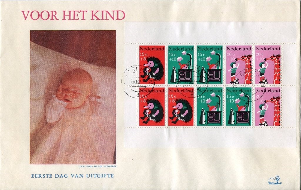 Kinderzegels 1967, eerste dag stempel blok, E87A, Verzenden, Na 1940, Gestempeld