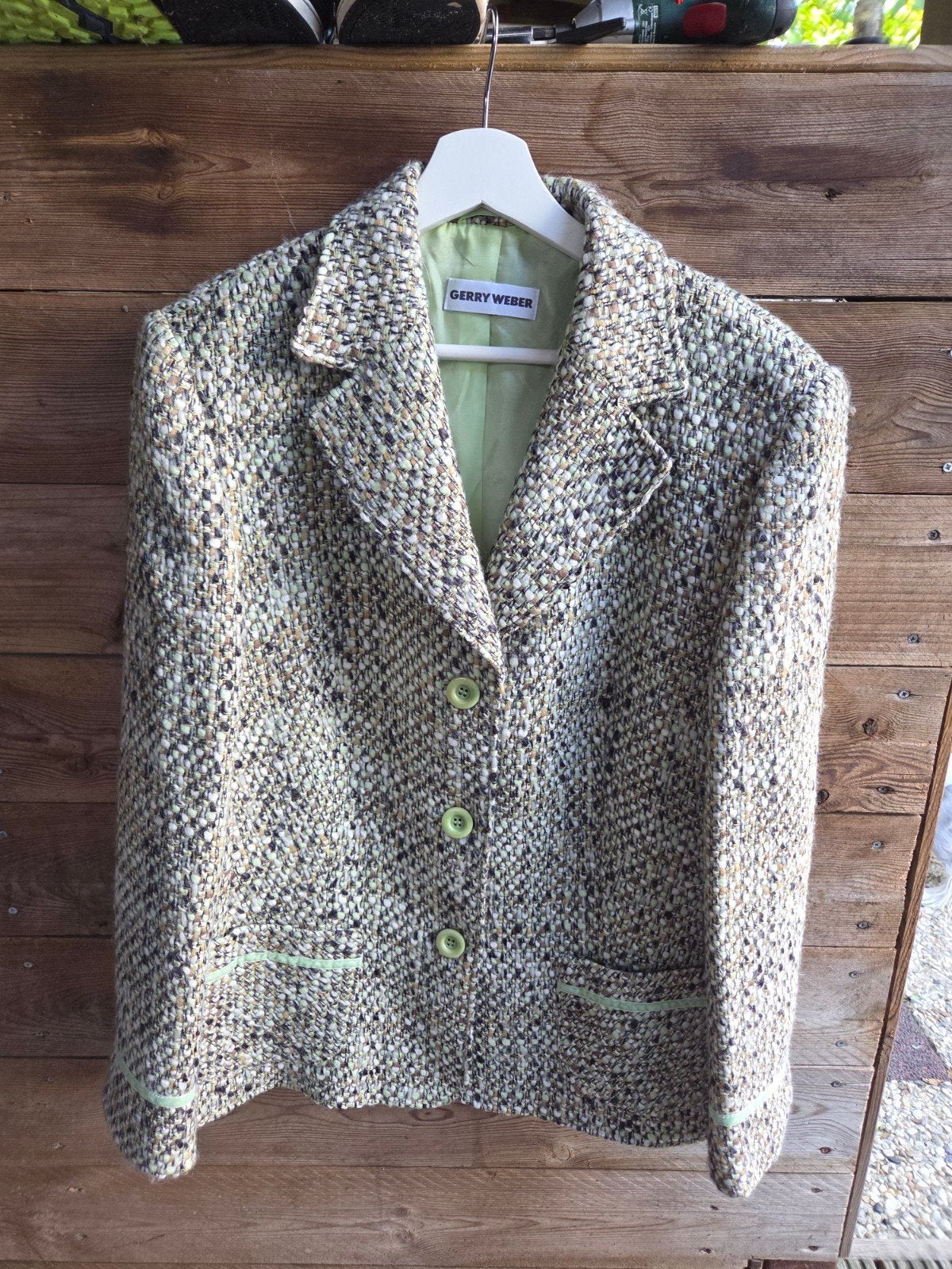 Vintage Gerry Weber wollen blazer/jasje jaren 90 maat 46 XL, Kleding | Dames, Beige, Maat 46/48 (XL) of groter, Ophalen of Verzenden