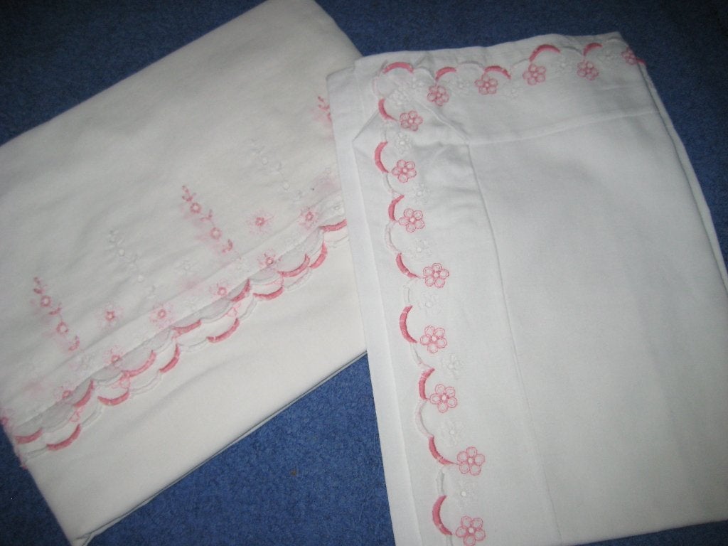 Wit lakentje met sloop (60x40), Kinderen en Baby's, Kinderkamer | Beddengoed, Meisje, Wit, Overige typen, Ophalen of Verzenden