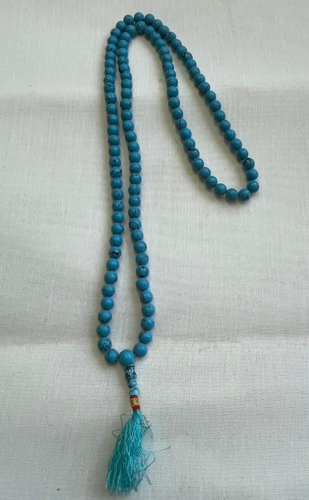 Mala Chakra - blauw Turquoise kralen - 75 cm - topconditie, Ophalen of Verzenden