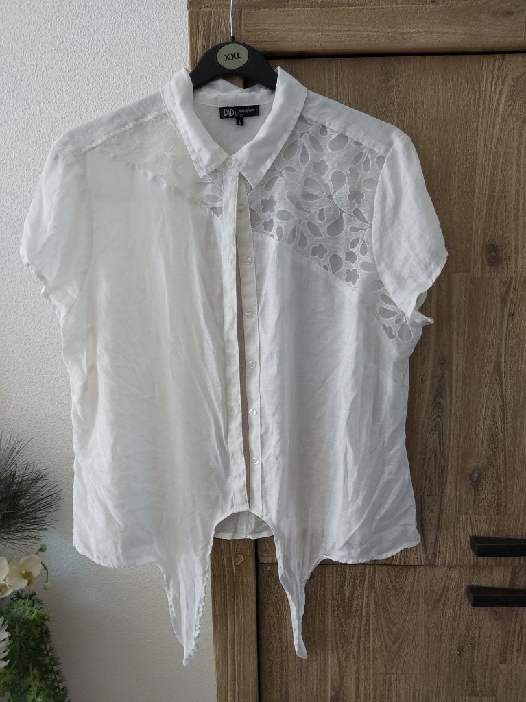 Prachtige nieuwe linnen blouse met kant Didi maat L 42 44, Verzenden, Zo goed als nieuw, Maat 42/44 (L), Roze
