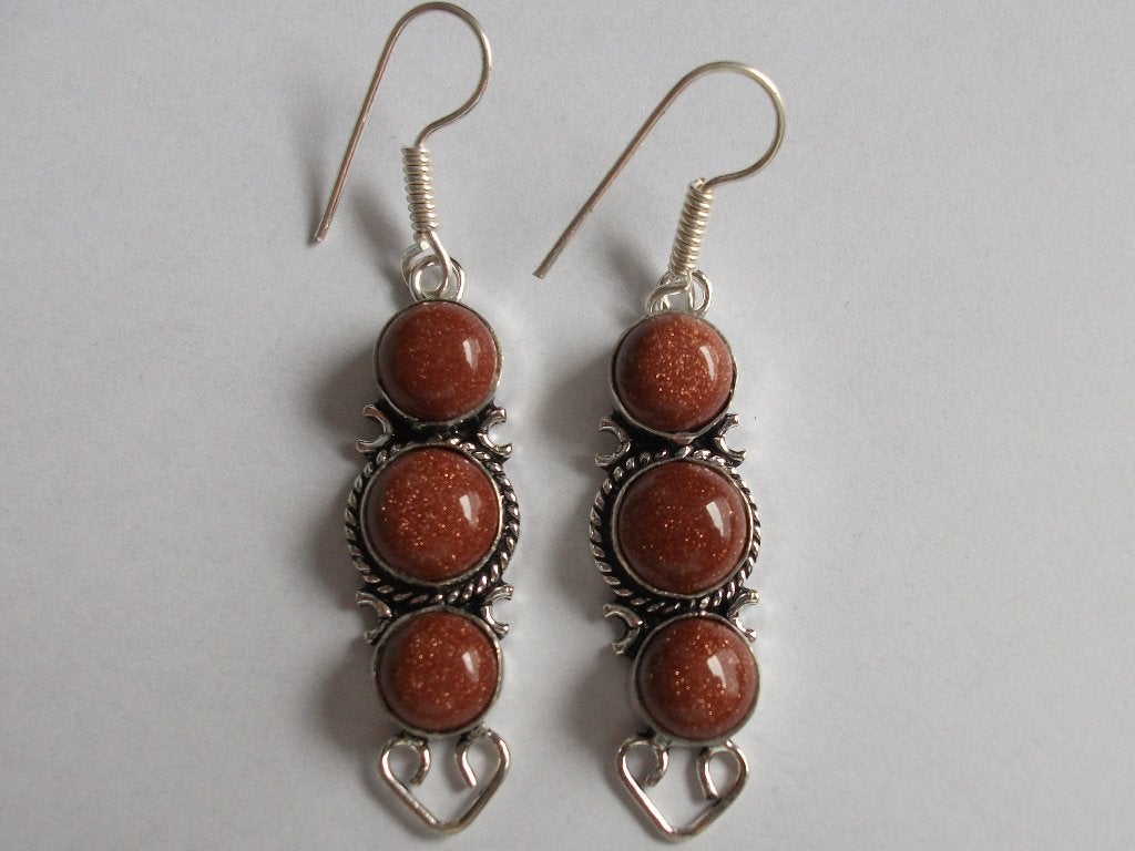 925 sterling zilveren bruine edelsteentjes hang oorbellen, Hangers, Nieuw, Ophalen of Verzenden, Met edelsteen