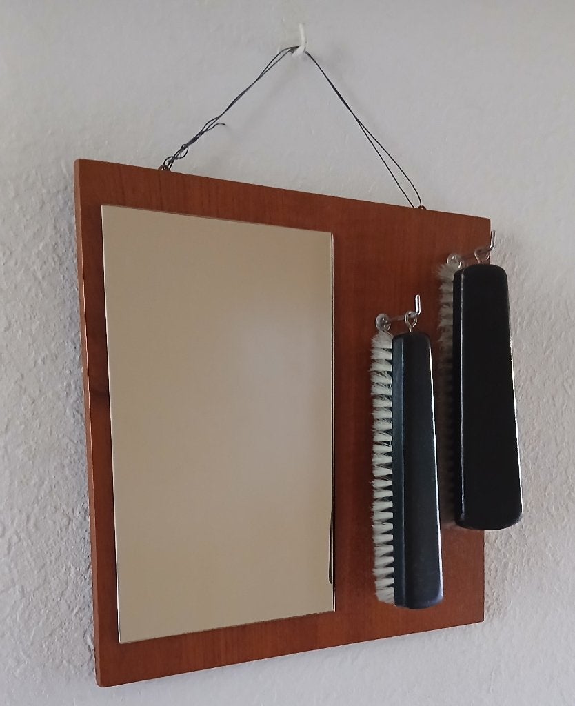 Vintage gangspiegeltje met borstels jaren 60 /70, Antiek en Kunst, Ophalen