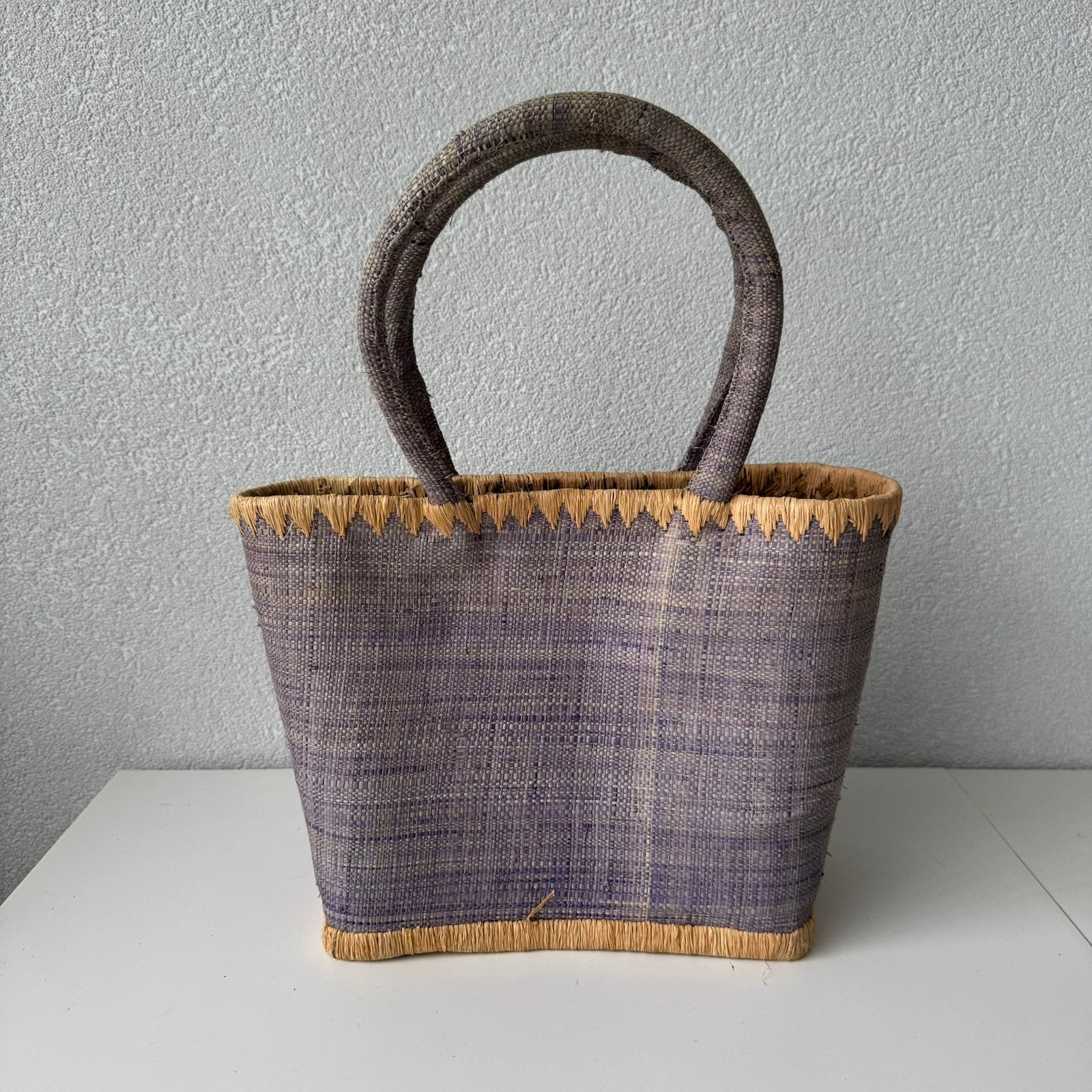 Raffia tas lichtblauw, Verzenden, Zo goed als nieuw, Blauw, Overige typen