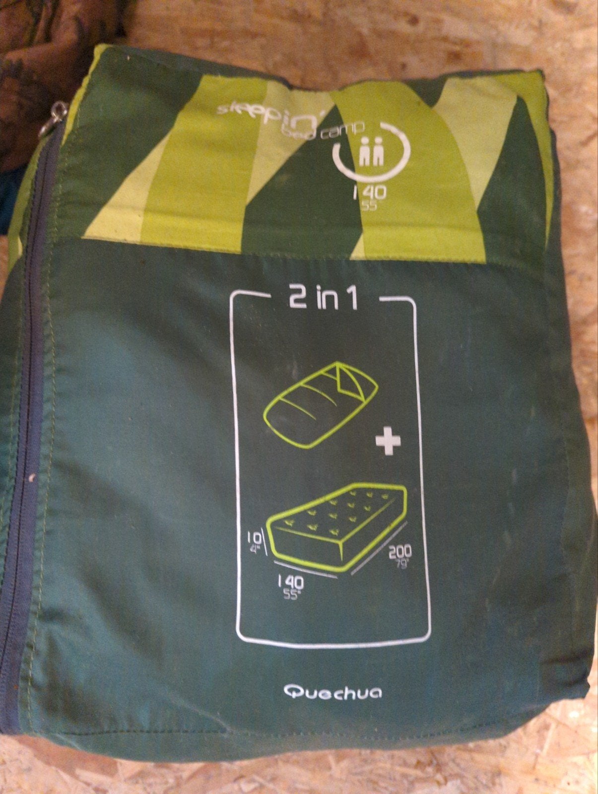 Tweepersoons luchtbed en slaapzak set - Quechua 2-in-1, Caravans en Kamperen, Luchtbedden, Ophalen, Gebruikt, 2-persoons