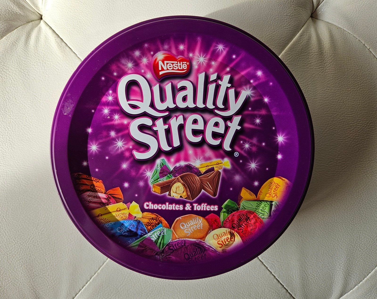 Ronde Quality Street blik, Ophalen of Verzenden, Gebruikt, Overige, Overige merken