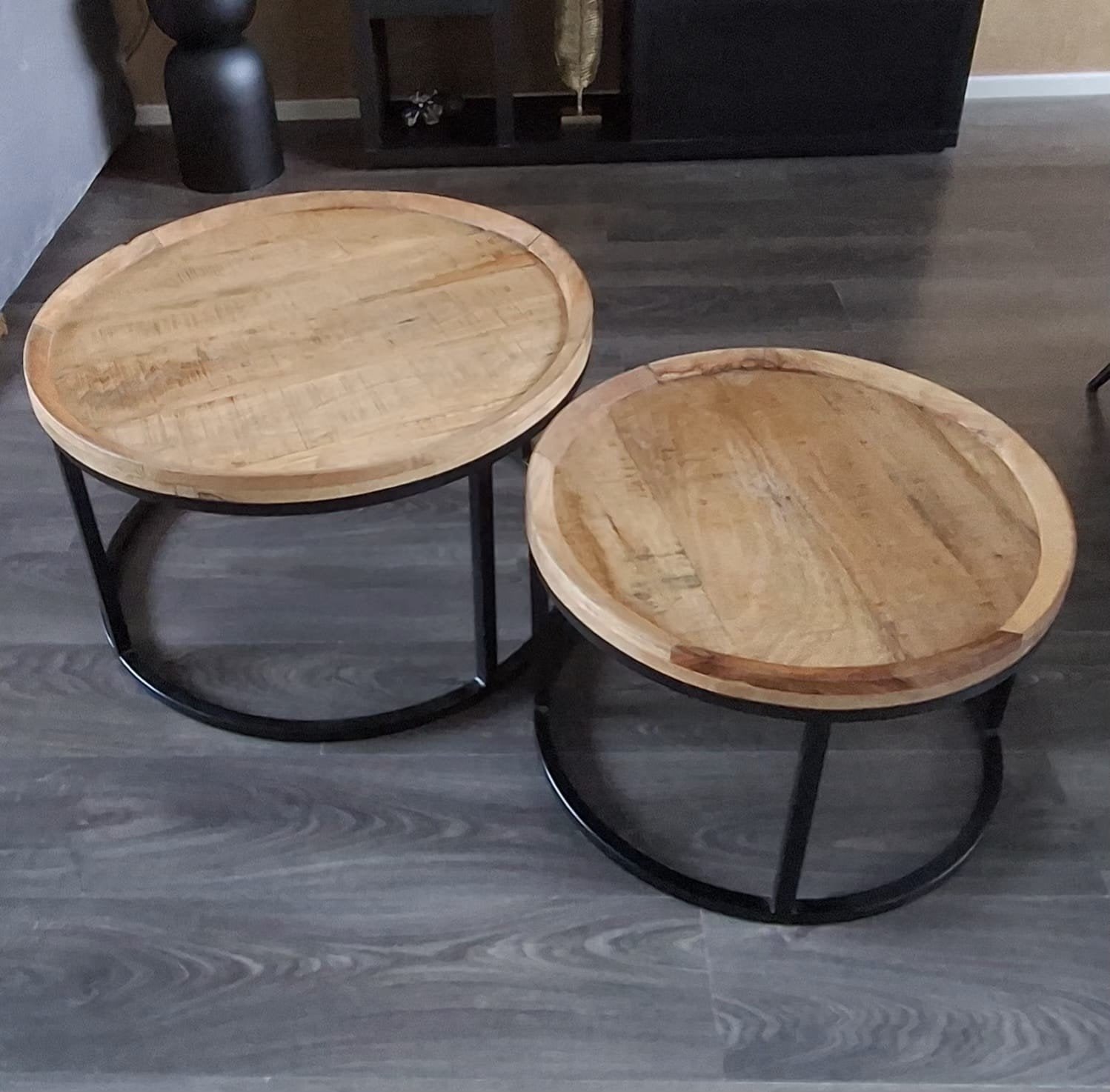 2 delige salontafelset, Ophalen, Minder dan 45 cm, Rond, 55 tot 75 cm