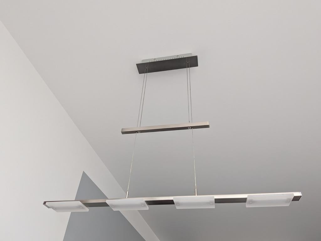 Hanglamp in hoogte verstelbaar, Huis en Inrichting, Lampen | Hanglampen, Ophalen, Gebruikt, Glas, 75 cm of meer
